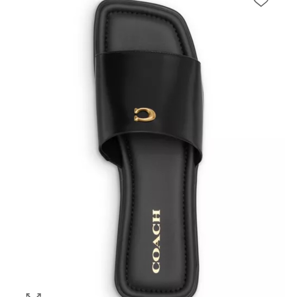 Coach Black Leather Slide Sandals